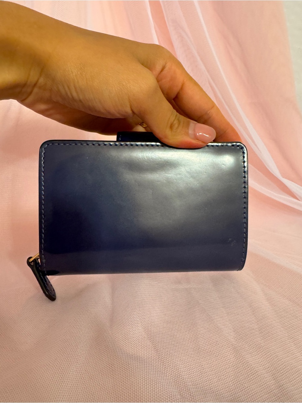 👛⁠[🌸like new]COACH Medium Rare Navy Blue Gold Hardware Leather Auth - Picture 8 of 9